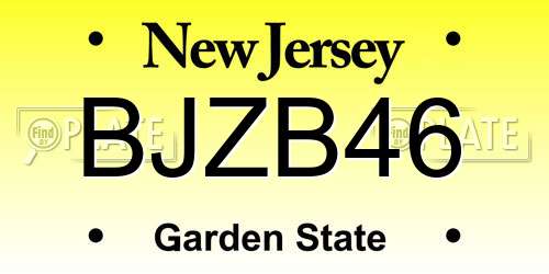 BJZB46 New Jersey License Plate
