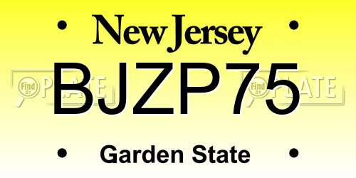 BJZP75 New Jersey License Plate