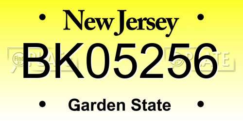 BK05256 New Jersey License Plate