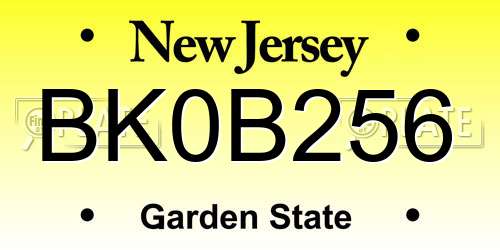 BK0B256 New Jersey License Plate