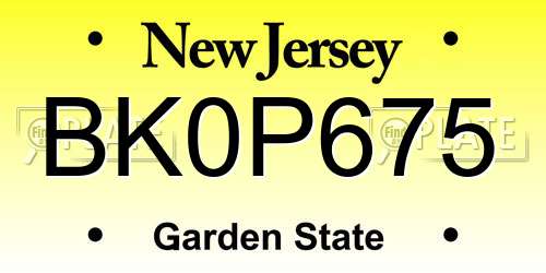 BK0P675 New Jersey License Plate