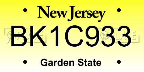 BK1C933 New Jersey License Plate