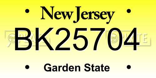 BK25704 New Jersey License Plate