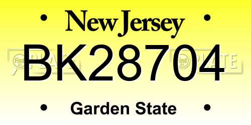 BK28704 New Jersey License Plate