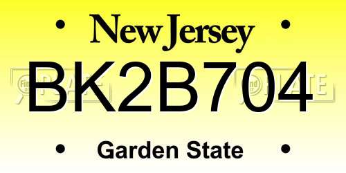 BK2B704 New Jersey License Plate