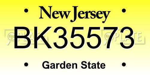 BK35573 New Jersey License Plate