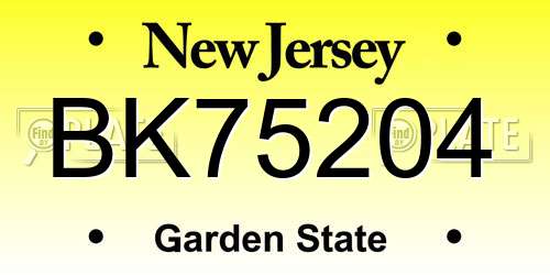 BK75204 New Jersey License Plate