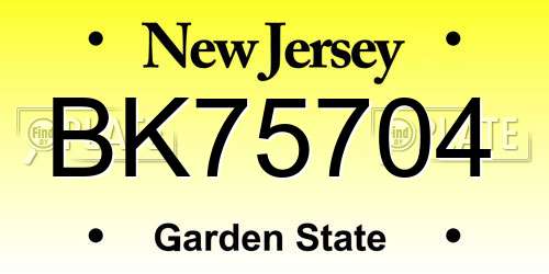 BK75704 New Jersey License Plate