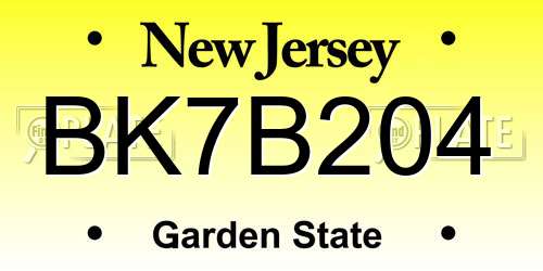 BK7B204 New Jersey License Plate