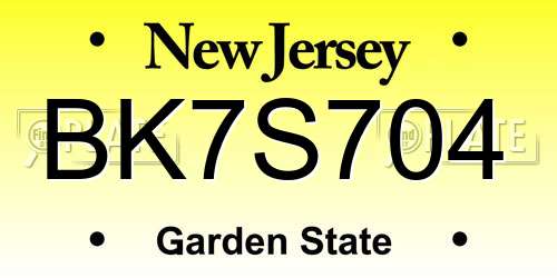 BK7S704 New Jersey License Plate