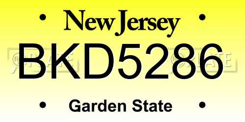 BKD5286 New Jersey License Plate