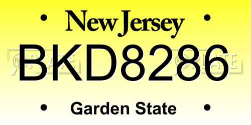 BKD8286 New Jersey License Plate