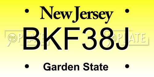 BKF38J New Jersey License Plate