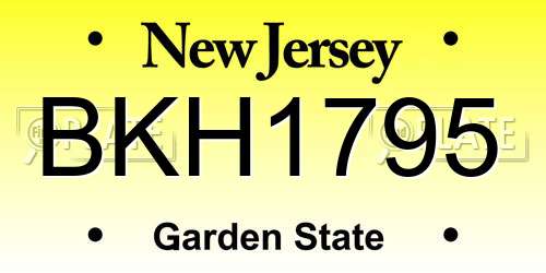 BKH1795 New Jersey License Plate