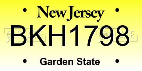 BKH1798 New Jersey License Plate