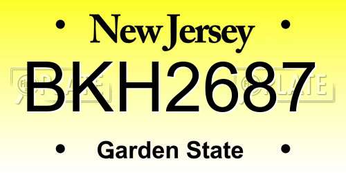 BKH2687 New Jersey License Plate