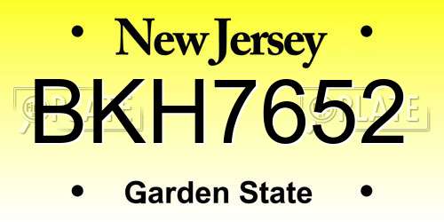 BKH7652 New Jersey License Plate