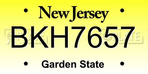 BKH7657 New Jersey License Plate