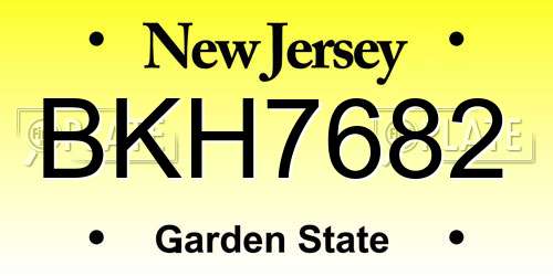 BKH7682 New Jersey License Plate