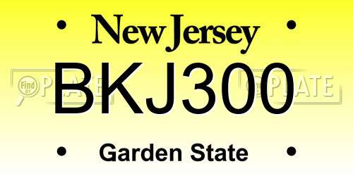 BKJ300 New Jersey License Plate