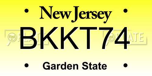 BKKT74 New Jersey License Plate
