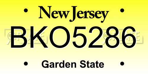 BKO5286 New Jersey License Plate