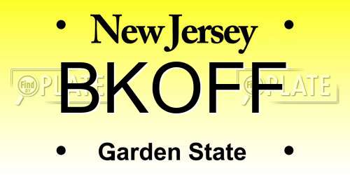 BKOFF New Jersey License Plate