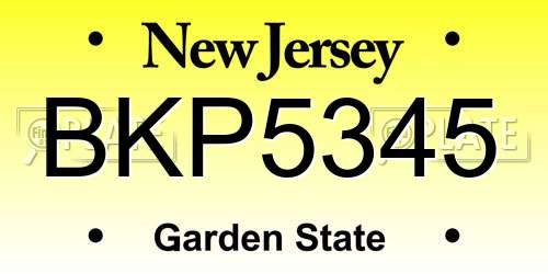 BKP5345 New Jersey License Plate
