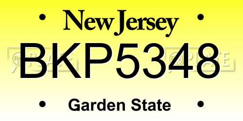 BKP5348 New Jersey License Plate