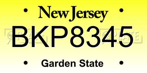 BKP8345 New Jersey License Plate