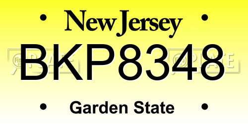 BKP8348 New Jersey License Plate