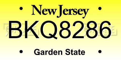 BKQ8286 New Jersey License Plate