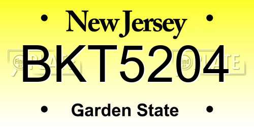 BKT5204 New Jersey License Plate