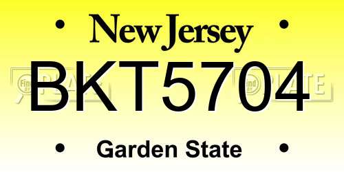 BKT5704 New Jersey License Plate