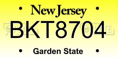 BKT8704 New Jersey License Plate