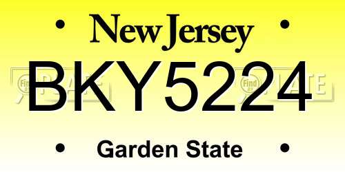 BKY5224 New Jersey License Plate