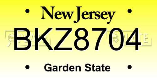 BKZ8704 New Jersey License Plate