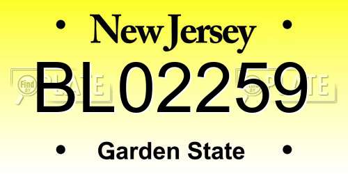 BL02259 New Jersey License Plate