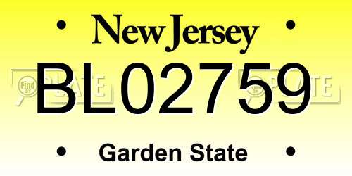 BL02759 New Jersey License Plate