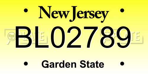 BL02789 New Jersey License Plate