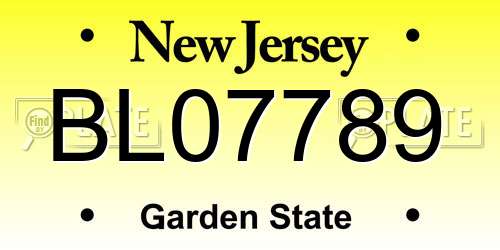 BL07789 New Jersey License Plate