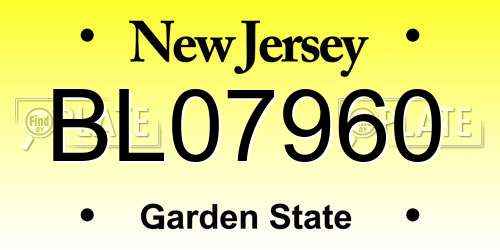 BL07960 New Jersey License Plate