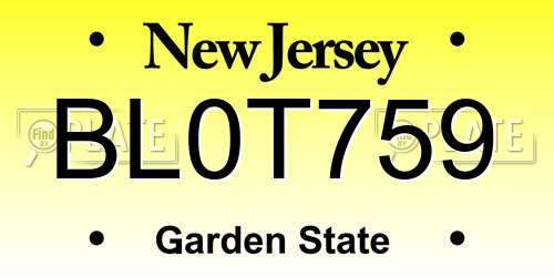 BL0T759 New Jersey License Plate