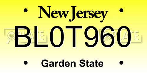 BL0T960 New Jersey License Plate