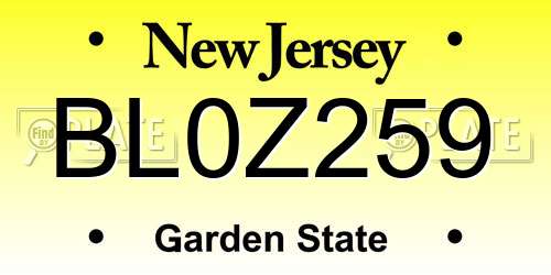BL0Z259 New Jersey License Plate