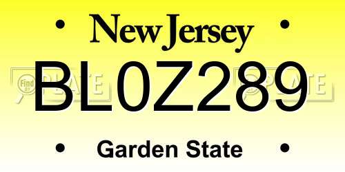 BL0Z289 New Jersey License Plate