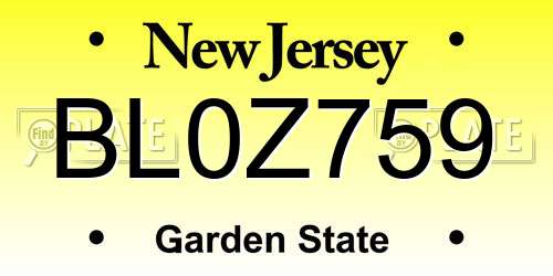 BL0Z759 New Jersey License Plate