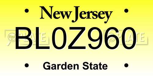 BL0Z960 New Jersey License Plate