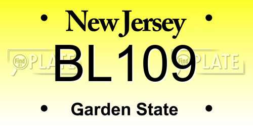 BL109 New Jersey License Plate