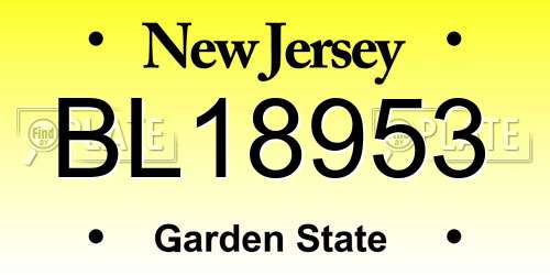 BL18953 New Jersey License Plate